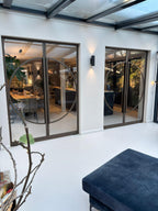 Stalen glazen maatwerkdeur met rond accent